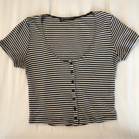 ⭐️2/$20⭐️ BRANDY MELVILLE striped cropped tee. Size small. - Picture 9 of 11